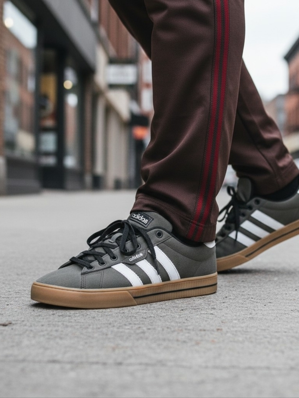 Adidas Men’s Grey Canvas Sneakers with Gum Sole